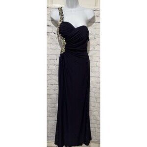 Clairsse one shoulder beaded deep purple formal prom gown dress Size 1/2